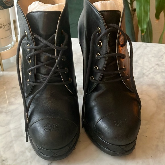 Chanel Platform Lace Up ankle Booties - Picture 2 of 4